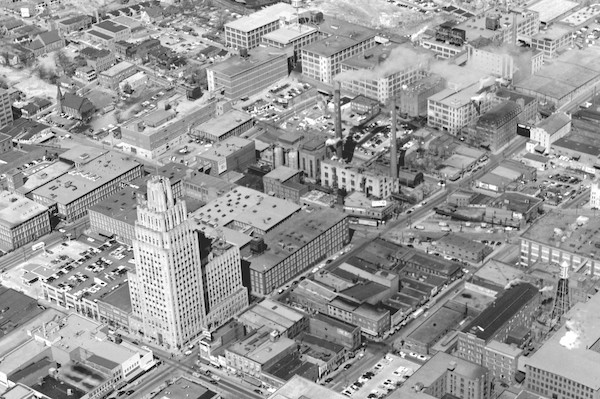 An aerial view of Winston-Salem in 1956.