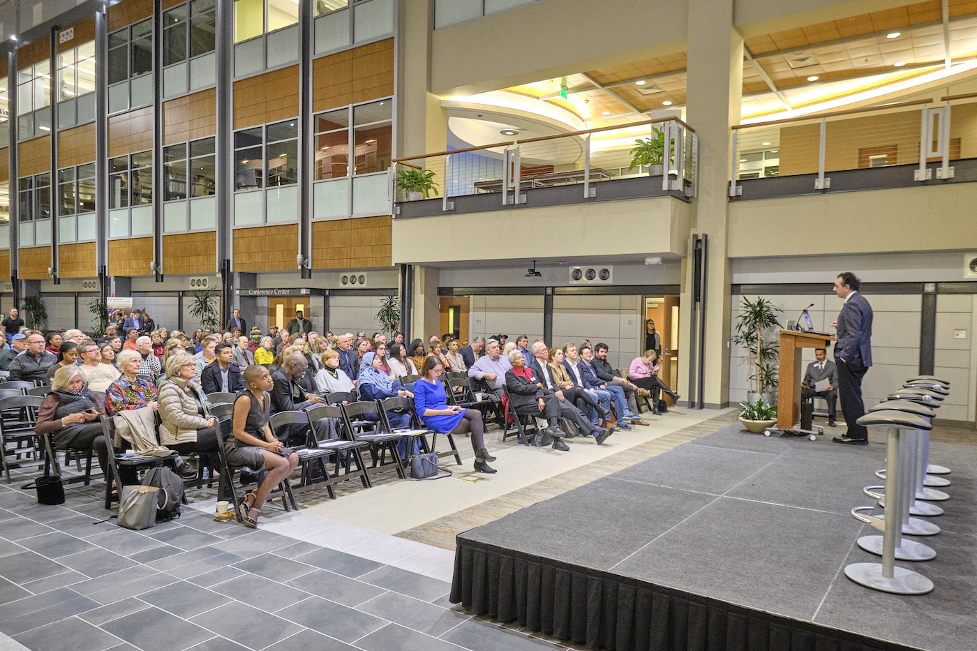 Dr. Anthony Atala speaks to a crowd on the innovation ecosystem and Winston-Salem's RegenMed Hub.